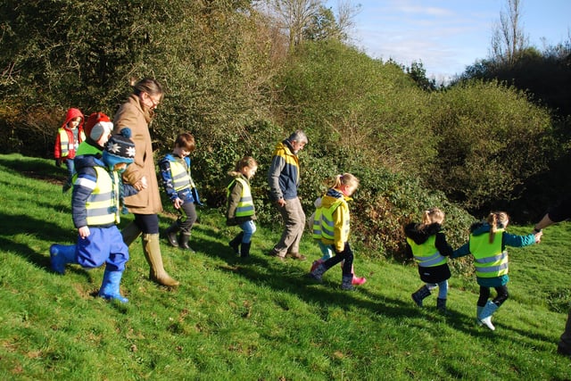 Pupils from Balcombe Primary School walked 2.6 miles on Friday (October 22) to help fund the Nature Ninjas project. Picture: Balcombe Primary School.