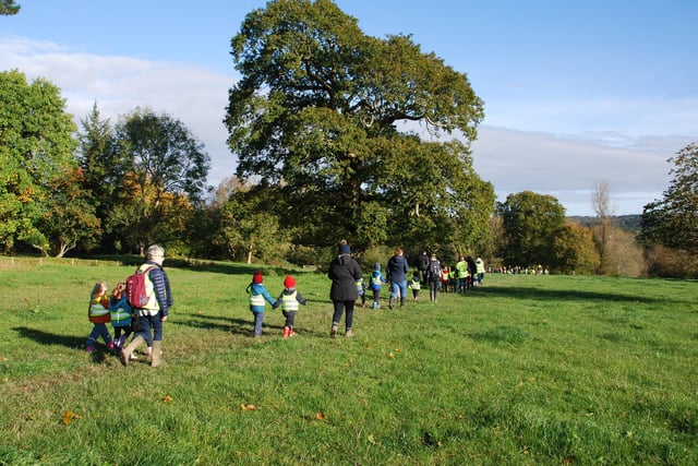Pupils from Balcombe Primary School walked 2.6 miles on Friday (October 22) to help fund the Nature Ninjas project. Picture: Balcombe Primary School.