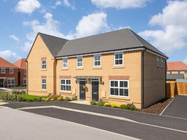 End of terrace, three-bedroom new build home, in New Duston with a guide price of £281,995. Marketed by David Wilson Homes / Rightmove
