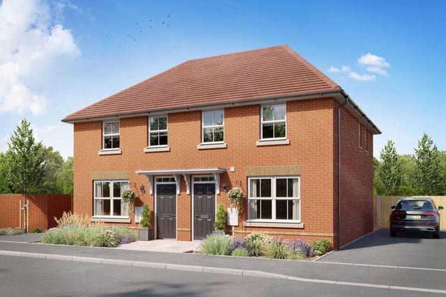 Semi-detached three bedroom new build on the market for £282,995. Marketed by David Wilson Homes / Rightmove