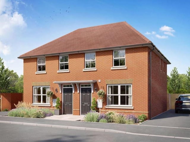 Semi-detached three bedroom new build on the market for £282,995. Marketed by David Wilson Homes / Rightmove