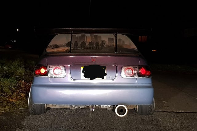 Sussex Roads Police shared this at 11.43pm on Tuesday, November 2. "This vehicle stopped in Bexhill for illegal streched tyres and exhaust on the ground. Turns out driver drug driving with no licence or insurance also. Vehicle seized and driver in custody. #CF566 #CVU #Bexhill" SUS-210411-110431001