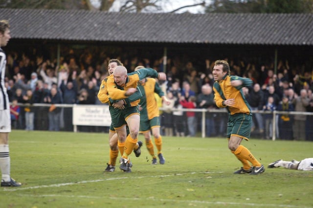 Action from Horsham's thumping 4-1 home win over Conference South outfit Maidenhead United in the first round proper