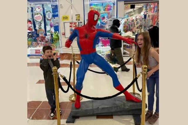 Young shoppers spotted Spiderman