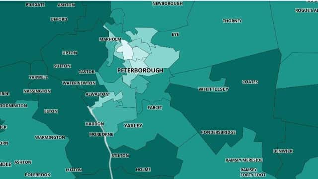 Peterborough: First dose: 66.9 per cent. Second dose: 60.6 per cent