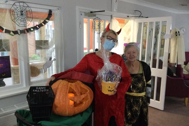 Staff and residents dressed up for Halloween