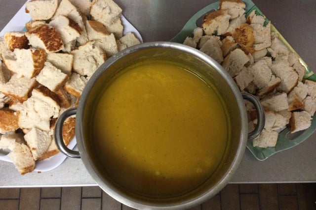 Staff made pumpkin soup