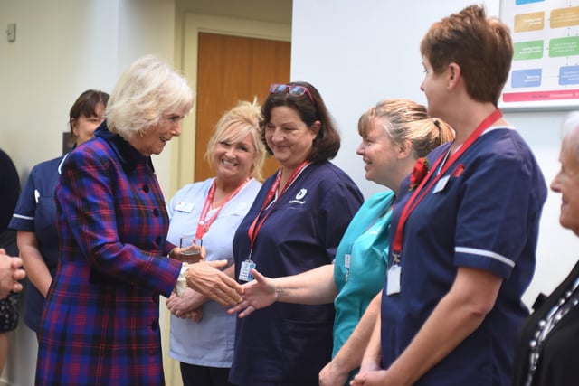 The Duchess of Cornwall visits St Wilfrid's Hospice in Eastbourne for its 40th anniversary. SUS-210511-095112001