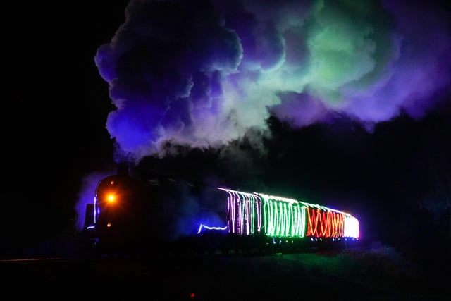 Bluebell Railway: Steamlights. Take an evening ride on a cosy steam train through the Sussex countryside near Haywards Heath and enjoy a spectacular light show as you travel. Photo by Casey Photography