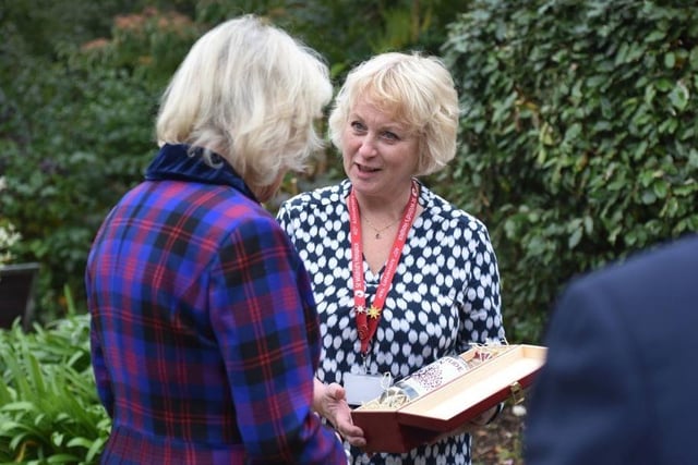 The Duchess of Cornwall visits St Wilfrid's Hospice in Eastbourne for its 40th anniversary. SUS-210511-112412001