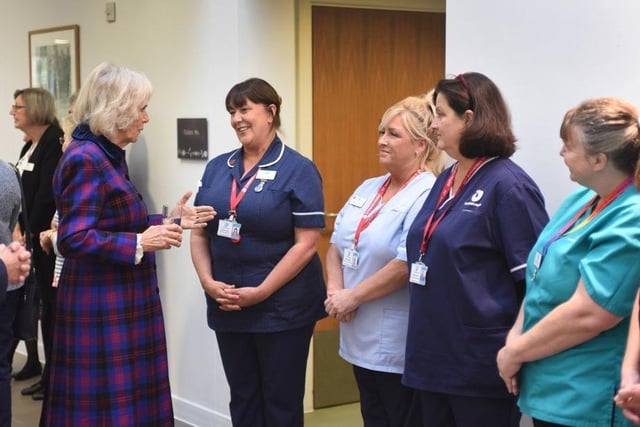 The Duchess of Cornwall visits St Wilfrid's Hospice in Eastbourne for its 40th anniversary. SUS-210511-112332001
