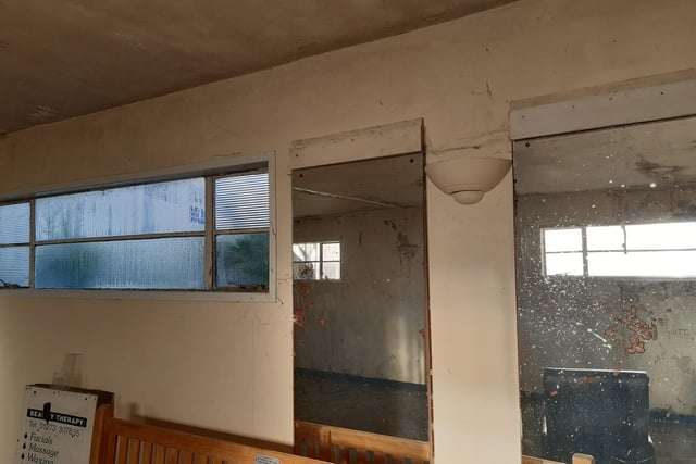 Inside the old changing rooms at Saltdean Lido
