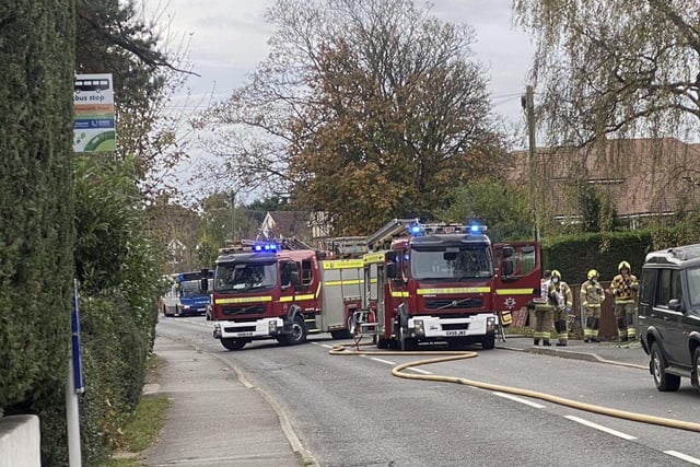 Firefighters at the scene in Hailsham SUS-210611-114324001