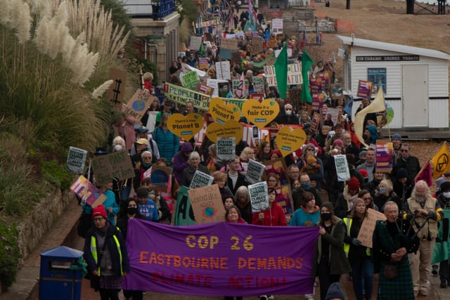 The climate change protest in Eastbourne on Saturday. Picture by Martin Heaps SUS-210711-095404001