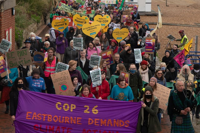 The climate change protest in Eastbourne on Saturday. Picture by Martin Heaps SUS-210711-095329001