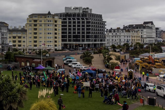 The climate change protest in Eastbourne on Saturday. Picture by Martin Heaps SUS-210711-095342001