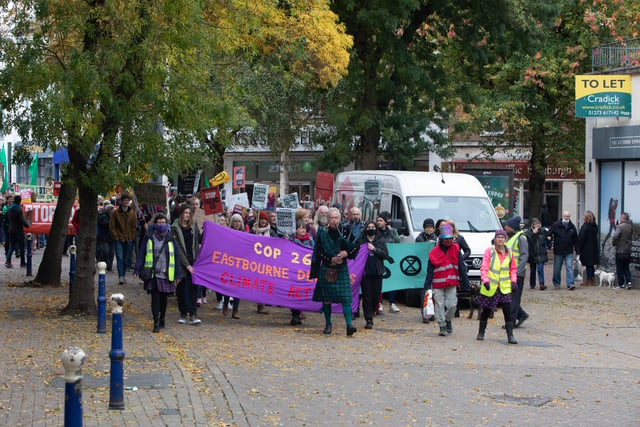 The climate change protest in Eastbourne on Saturday. Picture by Martin Heaps SUS-210711-095415001
