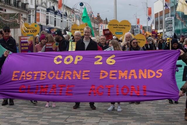 The climate change protest in Eastbourne on Saturday. Picture by Martin Heaps SUS-210711-095439001