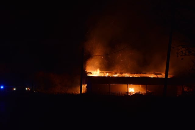 The barn fire broke out at around 10.45pm on Saturday. Picture by Dan Jessup SUS-210711-104518001