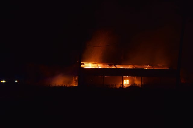 The barn fire broke out at around 10.45pm on Saturday. Picture by Dan Jessup SUS-210711-104614001