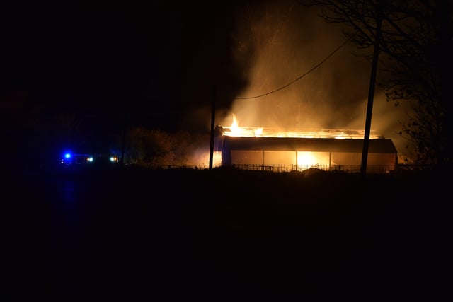 The barn fire broke out at around 10.45pm on Saturday. Picture by Dan Jessup SUS-210711-104541001