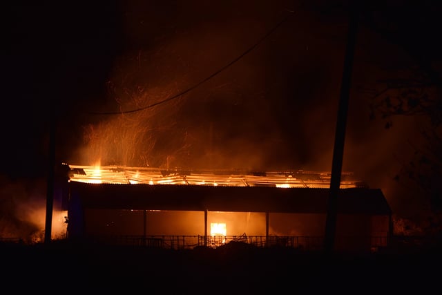 The barn fire broke out at around 10.45pm on Saturday. Picture by Dan Jessup SUS-210711-104552001