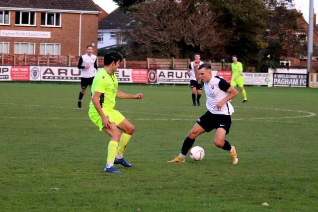 Action from Pagham's home defeat to Bexhill United / Picture: Roger Smith