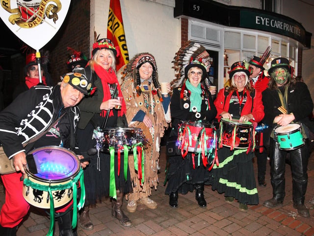DM21110036a.jpg. Lindfield Bonfire night. Ryebellion Drummers. Photo by Derek Martin Photography and Art.