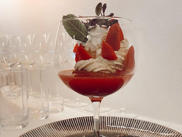 La Bella Vista in St Leonards.FRAGOLA TORRES This dessert has proved very popular since the reopening of the restaurant after the lockdown in 2021. Named after the one and only Torres Sébastien Lmp Pro, a guest pâtissier from France. SUS-210611-131248001