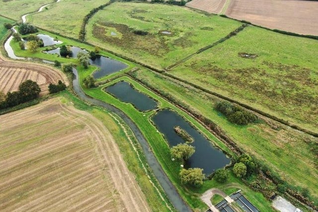 An aerial view of the fishing lakes.