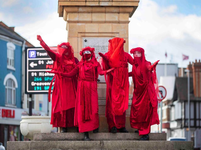While Extinction Rebellion was responsible for the march, they met up with other COP26 Coalition members for talks in Northampton's town centre. Photo: Kirsty Edmonds.