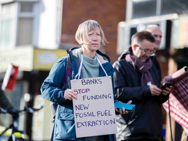While Extinction Rebellion was responsible for the march, they met up with other COP26 Coalition members for talks in Northampton town centre. Photo: Kirsty Edmonds.