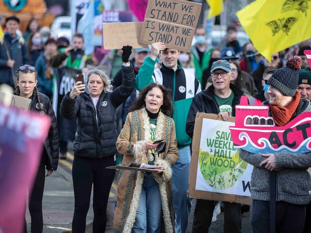 While Extinction Rebellion was responsible for the march, they met up with other COP26 Coalition members for talks in Northampton town centre. Photo: Kirsty Edmonds.