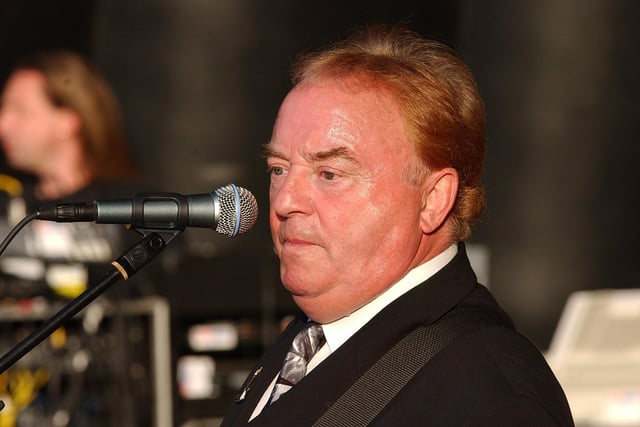Gerry Marsden of Gerry and the pacemakers on stage at party in the park at central park on saturday night.