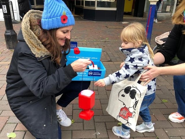 Poppy selling in Eastbourne town centre