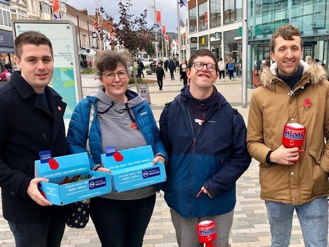 Poppy selling in Eastbourne town centre