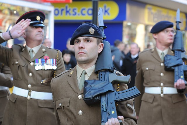 Remembrance Sunday in Peterborough City Centre. The City Centre marchpast. EMN-191011-212054009