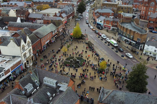 An aerial photo of the Remembrance event