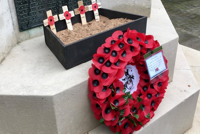Wreaths were laid at the war memorial. Photo by Unlocking Warwick.