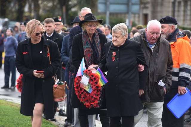 Betty Gallagher laying the LGBT wreath
