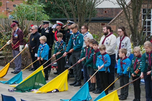 Scout groups at the Burgess Hill Remembrance Parade