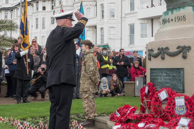 Remembrance service 2021 in Bexhill. Photo by Jeff Penfold JTP53. SUS-211115-084455001