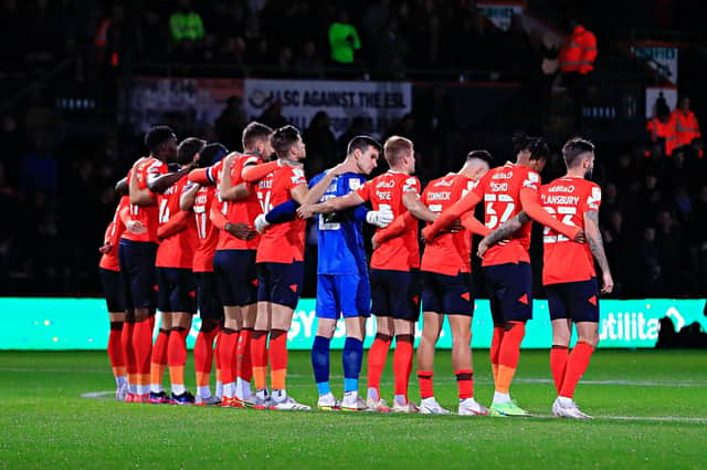 Luton's players line up before a recent match