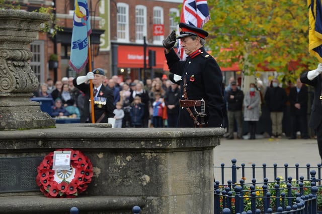 Deputy Lieutenant Richard Brooks during the wreath laying on the Square.