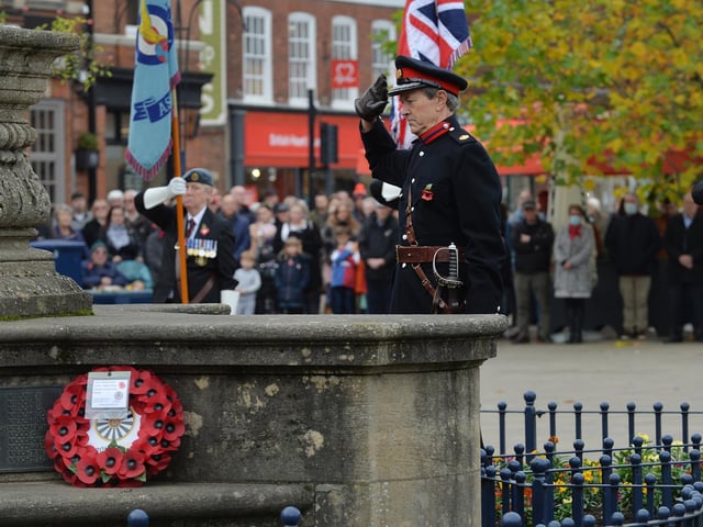 Deputy Lieutenant Richard Brooks during the wreath laying on the Square.