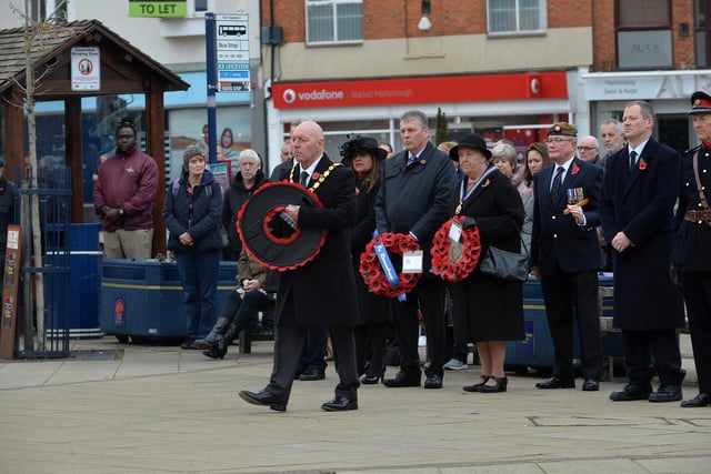 Chairman of Harborough District Council Stephen Bilbie during the wreath laying ceremony.