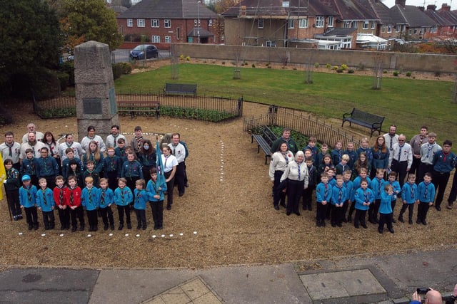 Scouts and Beavers during the Desborough Remembrance Service.
