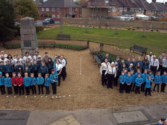 Scouts and Beavers during the Desborough Remembrance Service.