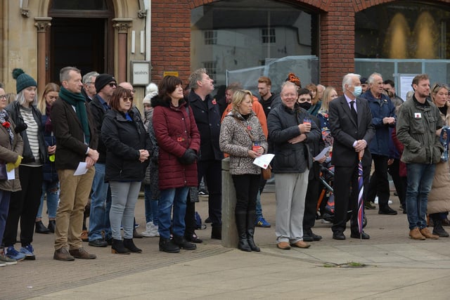 Crowds gather during the remembrance service on the Square.