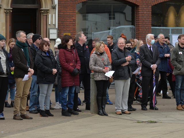 Crowds gather during the remembrance service on the Square.